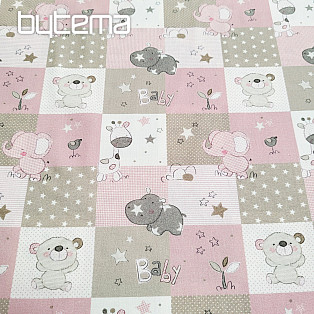 Cotton fabric BABY ZOO pink