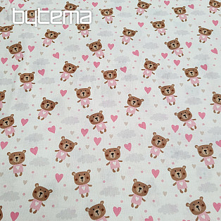Cotton fabric LOVE BEAR pink