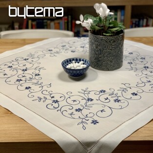 Embroidered tablecloths WHITE BLUE FLOWER