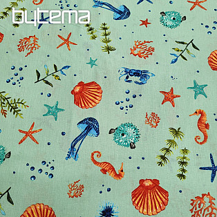 Decorative fabric SEAFOOD turquoise