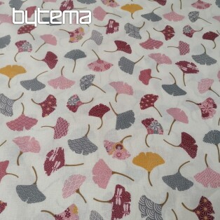 Cotton fabric GINKO leaves cream