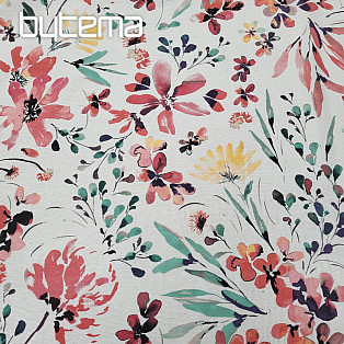 Decorative fabric ALENA red flowers