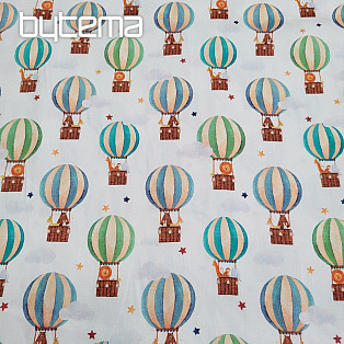 Children&#39;s cotton satin FLYING BALLOONS digital print