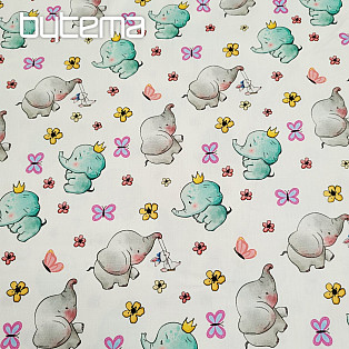 Childrens cotton satin ELEPHANTS digital print