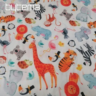 Children's cotton satin ZOO digital printing