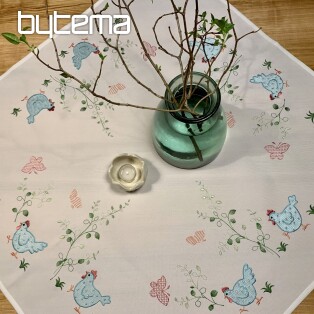 Embroidered tablecloths and shawls HEN blue