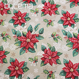 Decorative fabric CHRISTMAS POINSETTIA red