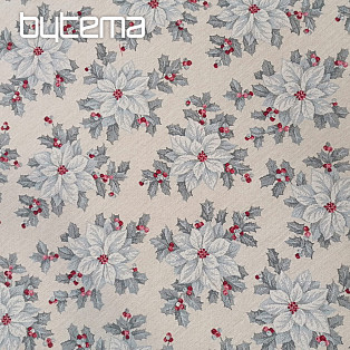 Decorative fabric CHRISTMAS POINSETTIA silver