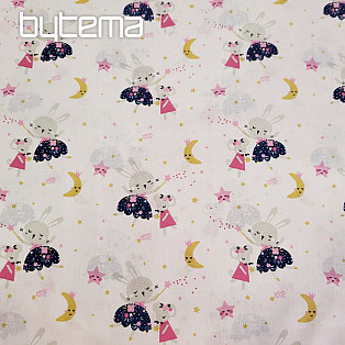 MICE pink cotton fabric