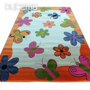 Children&#39;s carpet KIDS BUTTERFLIES and FLOWERS orange