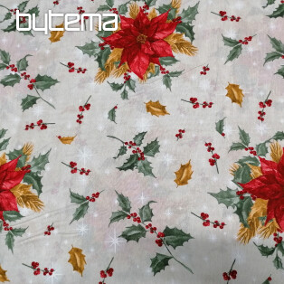 Christmas decorative fabric ROSES and HOLIDAY