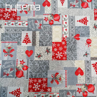 Decorative fabric PATCHWORK Christmas gray