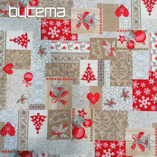 Decorative fabric PATCHWORK Christmas beige