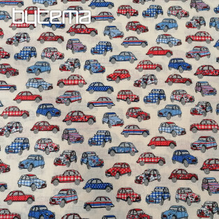 Cotton fabric AUTA red-blue