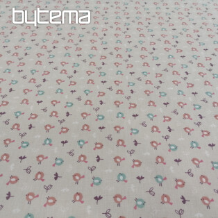 Cotton fabric MIOU beige birds