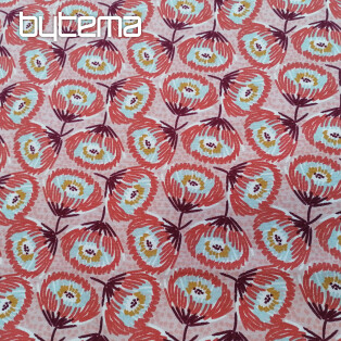 Cotton fabric LARGE RED FLOWERS