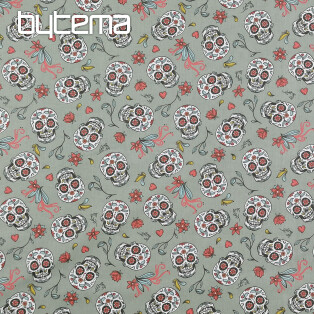 Cotton fabric SKULL khaki