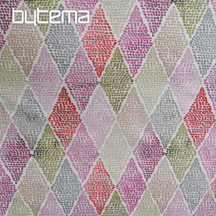 Decorative fabric KOSOČVERCE pink-green