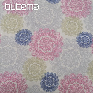 Decorative fabric MANDALA pink-gray