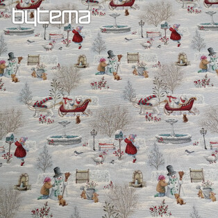 Tapestry fabric CHILDREN IN WINTER