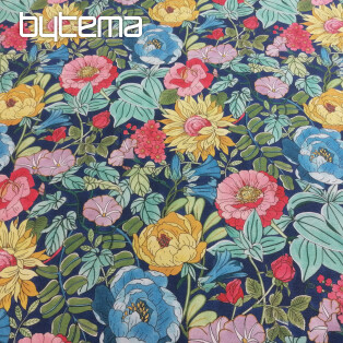 Decorative fabric of summer flowers - blue