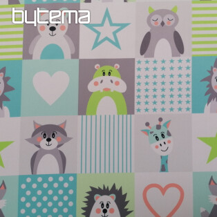 Decorative fabric BLACK-OUT Animals turquoise