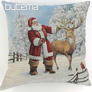 Santa decorative pillow cover with deer