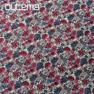 Cotton fabric APOLÉNA flowers purple-burgundy