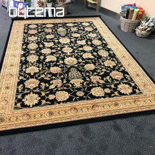 Luxury wool rug PRAGUE black / beige