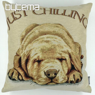 Tapestry pillow-case Dog JUST CHILLING