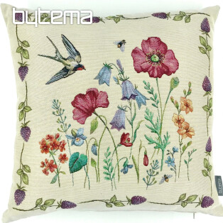 Tapestry cushion cover MEADOW WITH A SWALLOW