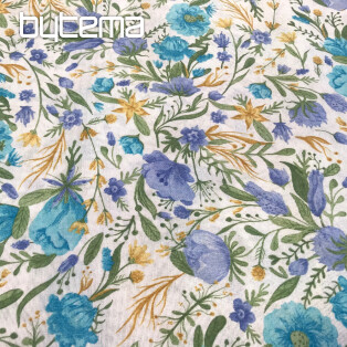 Decorative fabric CLARA flowers turquoise
