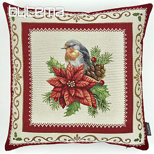 Christmas decorative pillow BIRD IN FRAME