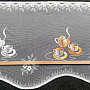 Jacquard curtain - orange teapot with cups