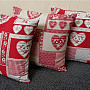Decorative tapestry pillow HEART PATCHWORK red