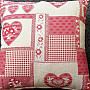 Decorative tapestry pillow HEART PATCHWORK red