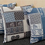 Decorative tapestry pillow HEART PATCHWORK greyblue