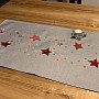 Embroidered Christmas tablecloth gray with red snowflakes