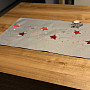Embroidered Christmas tablecloth gray with red snowflakes