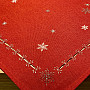 Embroidered Christmas tablecloth red with silver stars