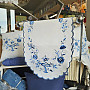 Embroidered tablecloths ONION BLUE-WHITE