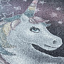 Round children's piece rug FUNNY unicorn gray