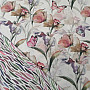 Decorative fabric Flowers and butterflies Cataleya green-purple