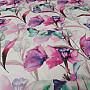 Decorative fabric Flowers and butterflies Cataleya purple-turquoise