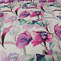 Decorative fabric FLOWERS AND BUTTERFLIES CATALEYA PURPLE TURQUOISE