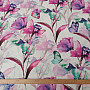 Decorative fabric Flowers and butterflies Cataleya purple-turquoise