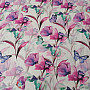 Decorative fabric FLOWERS AND BUTTERFLIES CATALEYA PURPLE TURQUOISE