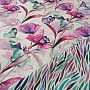 Decorative fabric Flowers and butterflies Cataleya purple-turquoise