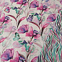 Decorative fabric FLOWERS AND BUTTERFLIES CATALEYA PURPLE TURQUOISE