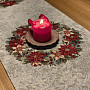 Christmas tapestry tablecloths and scarves Christmas roses and holly-gray wreath